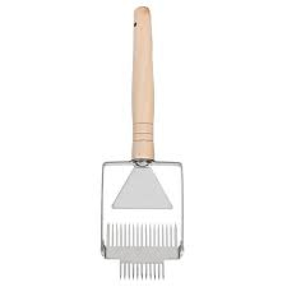 Uncapping fork double with wooden handle